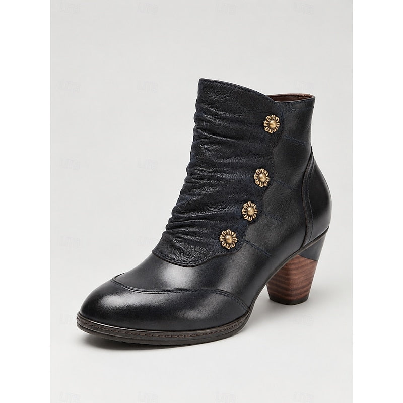 Rosabel | Ruched Block-Heel Ankle Boots