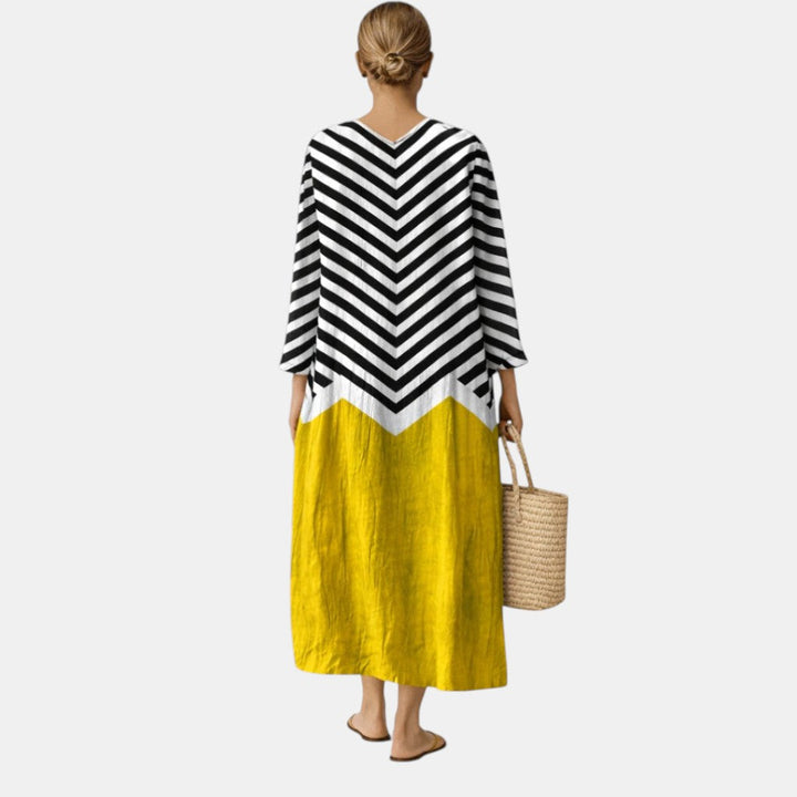 Marietta | Chevron Colour-Block Maxi Dress