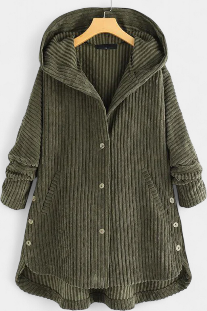 Wren | Hooded Ribbed Longline Coat