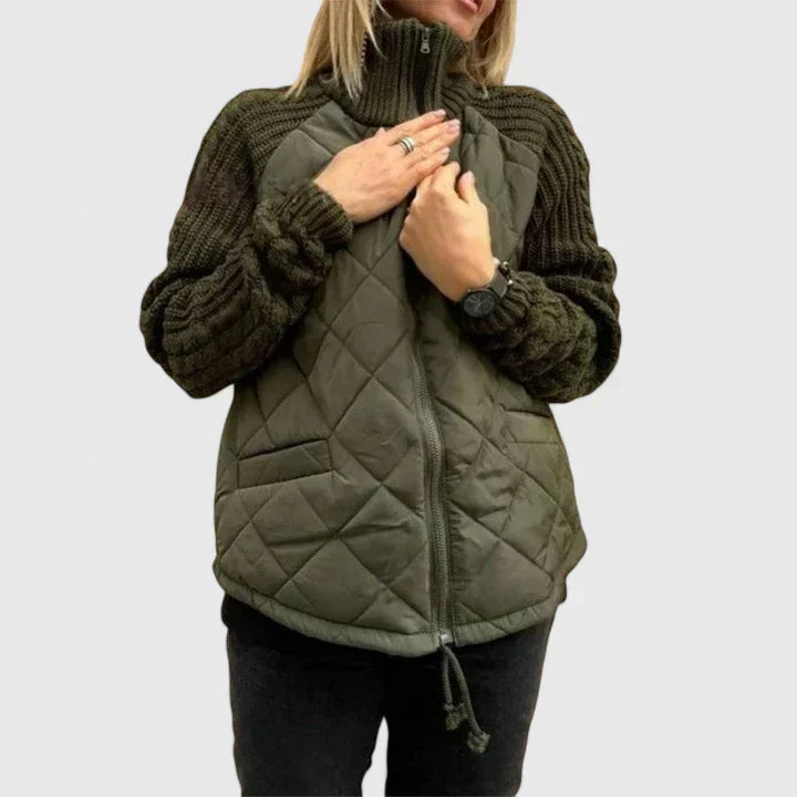 Rosalyn | Quilted Knit-Sleeve Jacket