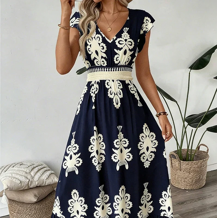Rowena | Elegant Waist-Defining Maxi Dress