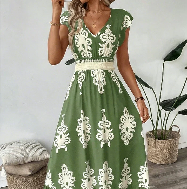 Rowena | Elegant Waist-Defining Maxi Dress