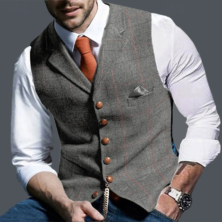 Desmond | Herringbone Single-Breasted Waistcoat