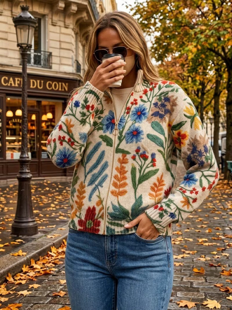 Bridie | Botanical Floral Zip Cardigan