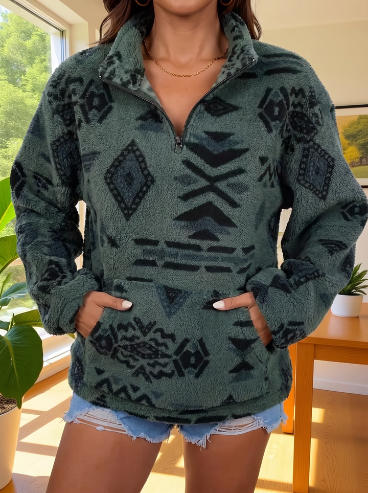 Quinn | Cosy Patterned Half-Zip Pullover