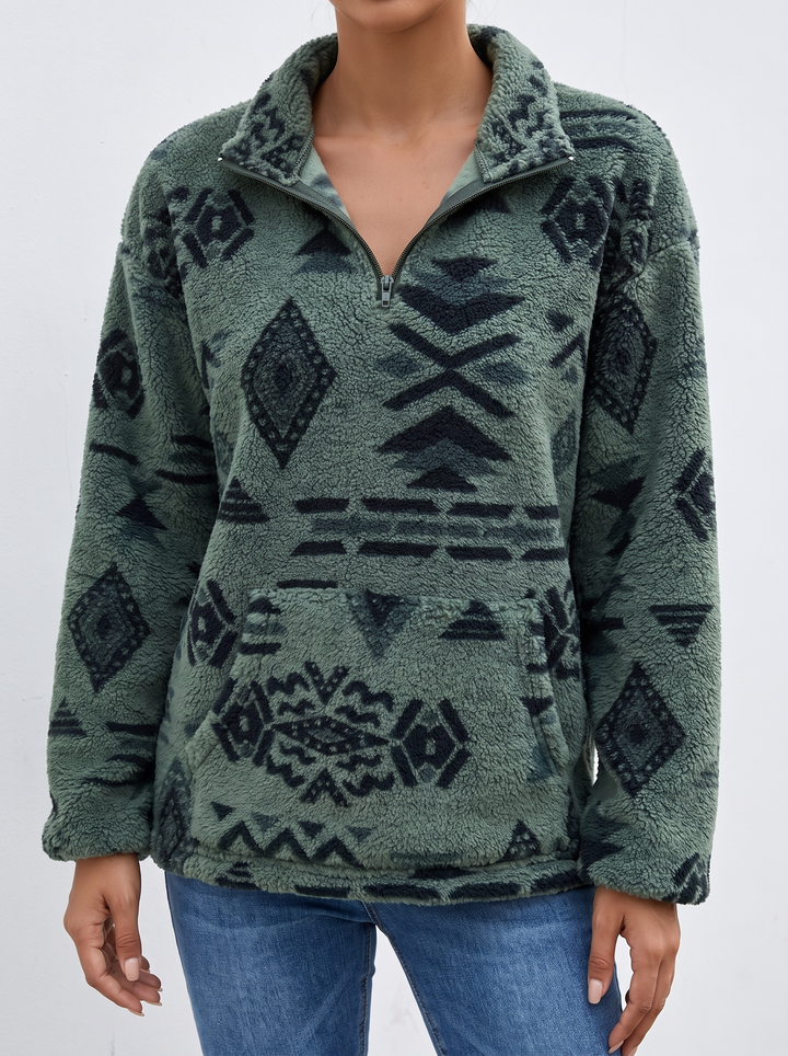 Quinn | Cosy Patterned Half-Zip Pullover