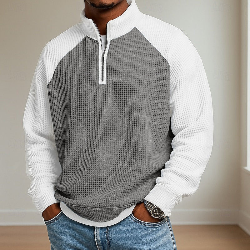 Preston | Textured Quarter-Zip Polo Shirt