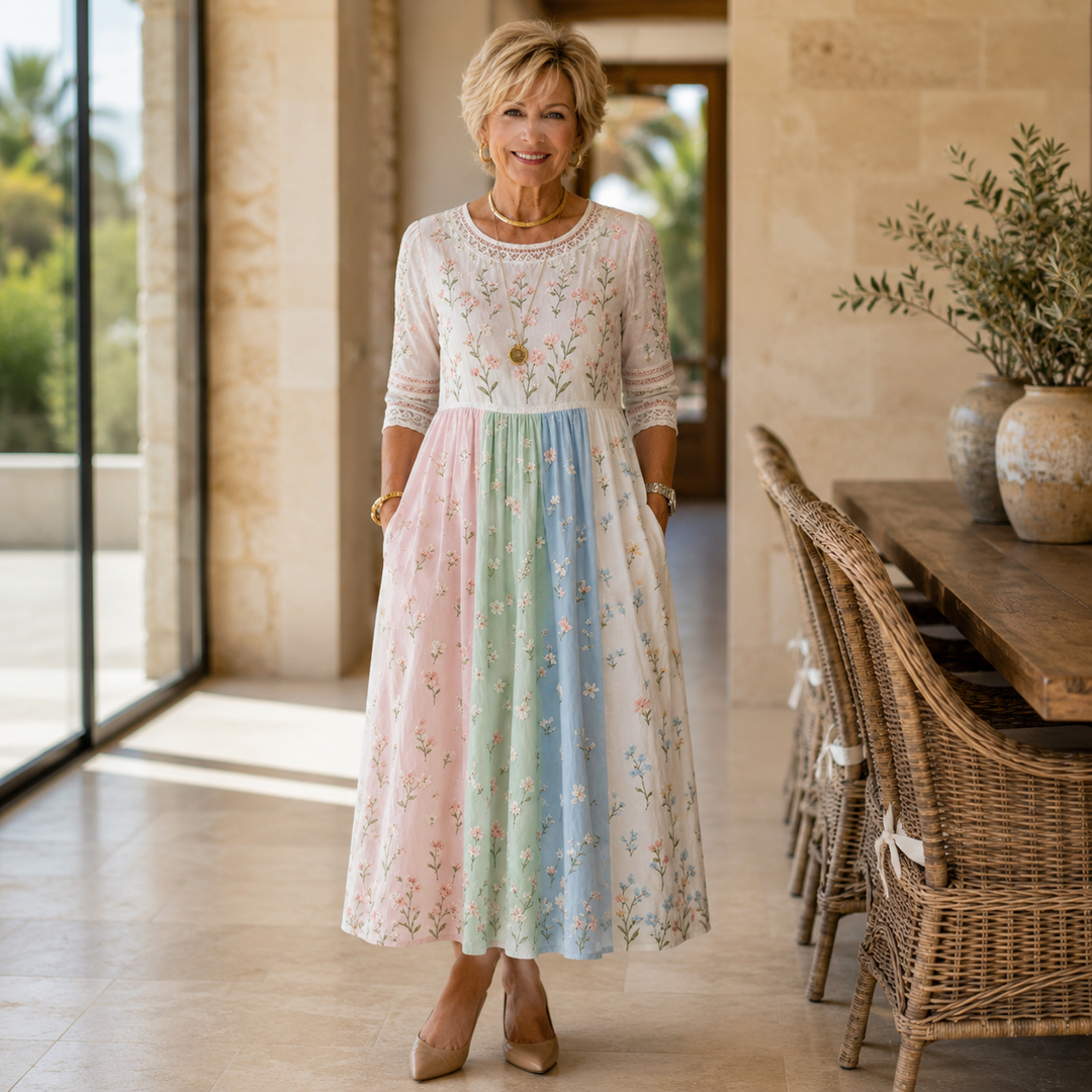 Rosalind | Floral Panelled Midi Dress