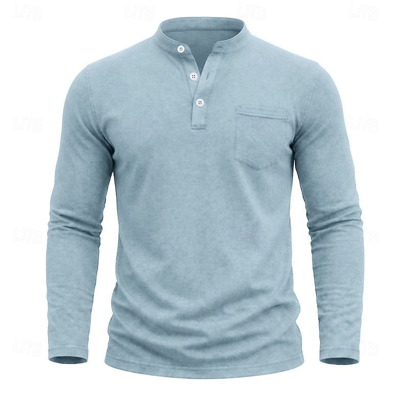 Elliot | Garment-Dyed Long Sleeve Henley Shirt