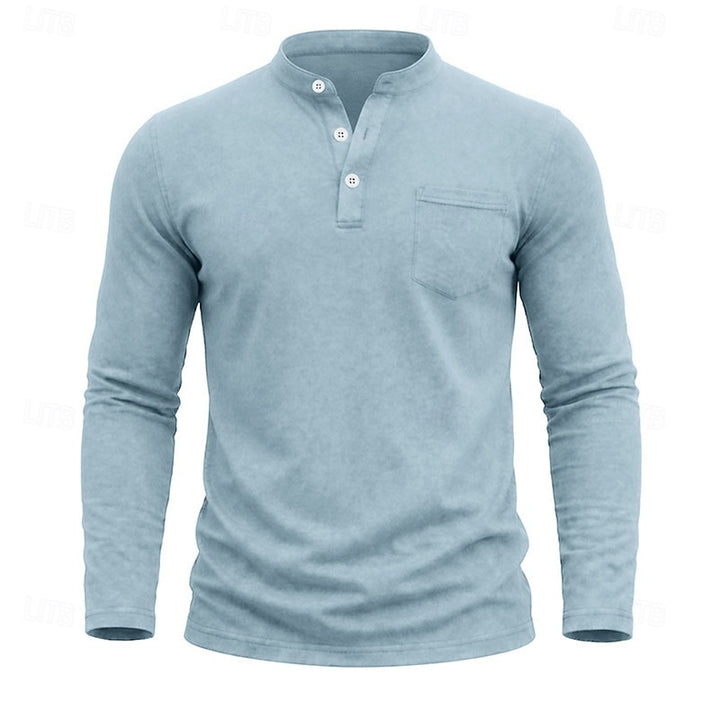 Elliot | Garment-Dyed Long Sleeve Henley Shirt
