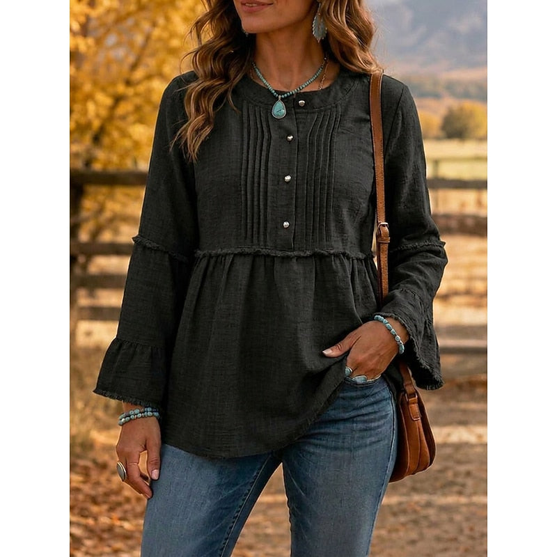 Delaney | Pleated Peplum Blouse