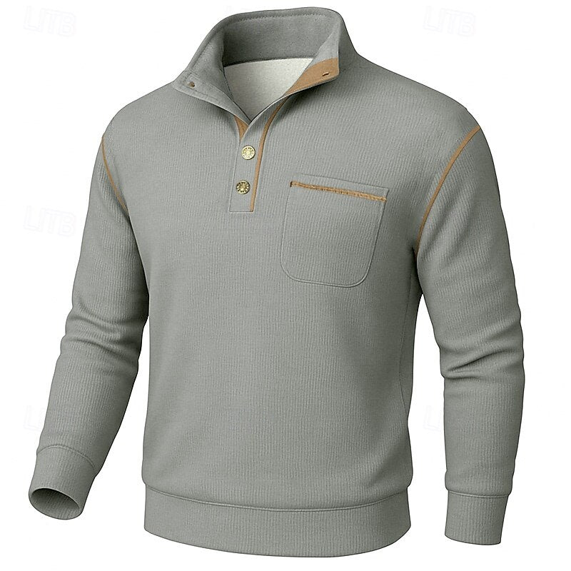 Harvey | Button-Up Standing Collar Pullover