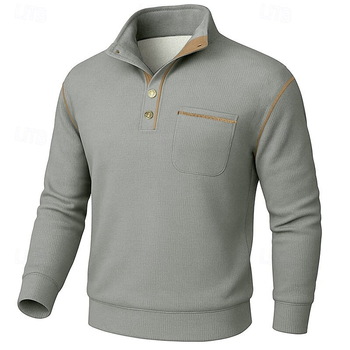 Harvey | Button-Up Standing Collar Pullover