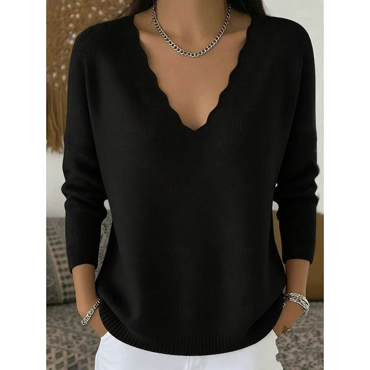 Maribeth | Halloween Scalloped V-Neck Sweater