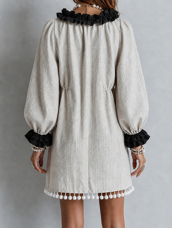 Vera | Ruffle-Trim Puff-Sleeve Mini Dress