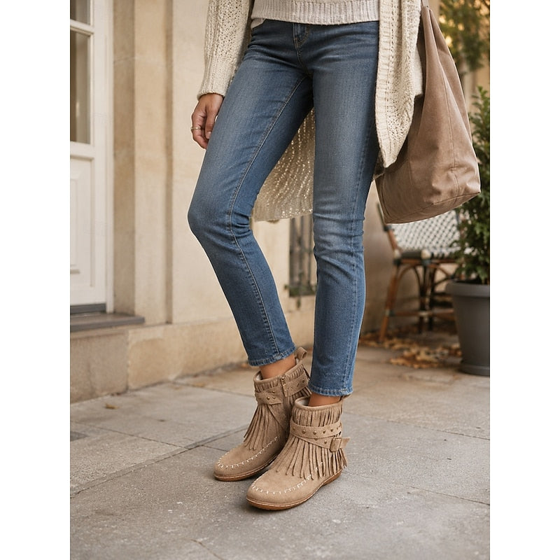 Frida | Fringed Western Ankle Boots