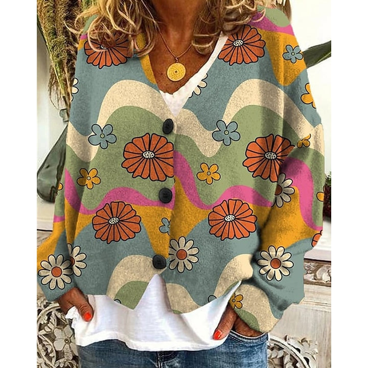 Wanda | Retro Floral Open-Front Cardigan