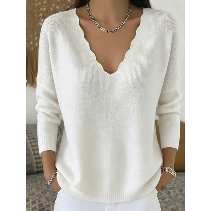 Maribeth | Halloween Scalloped V-Neck Sweater