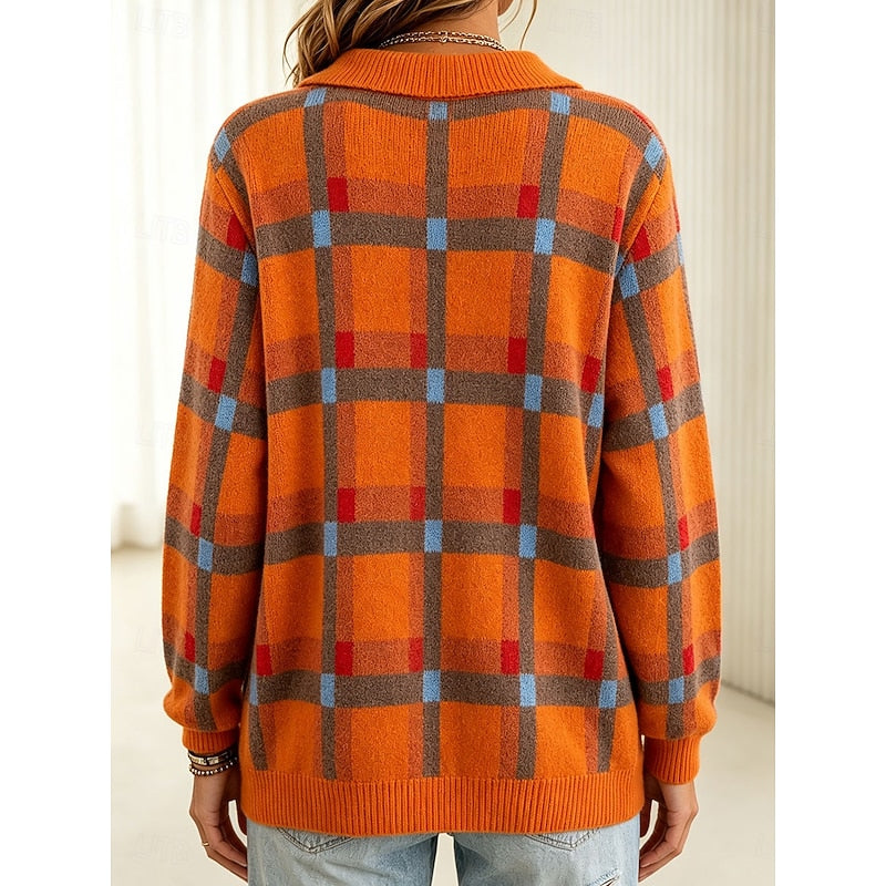 Callista | Checked Collared Cardigan
