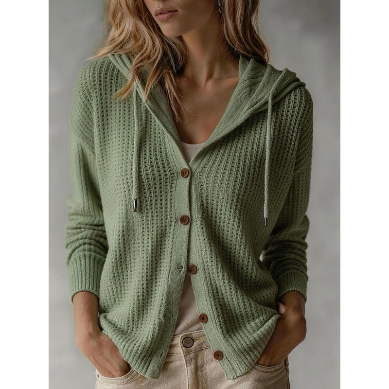 Miranda | Hooded Waffle-Knit Cardigan