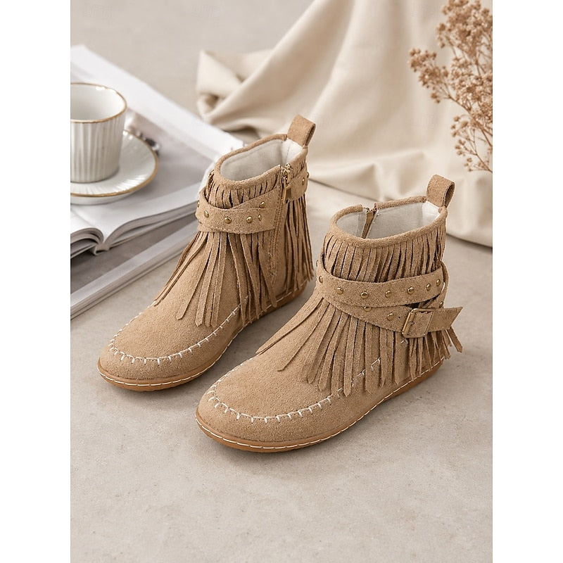 Frida | Fringed Western Ankle Boots