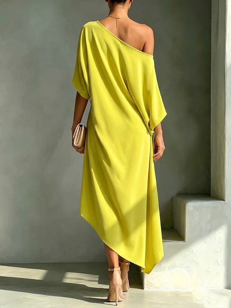 Gwendolyn | Draped Asymmetric Midi Dress