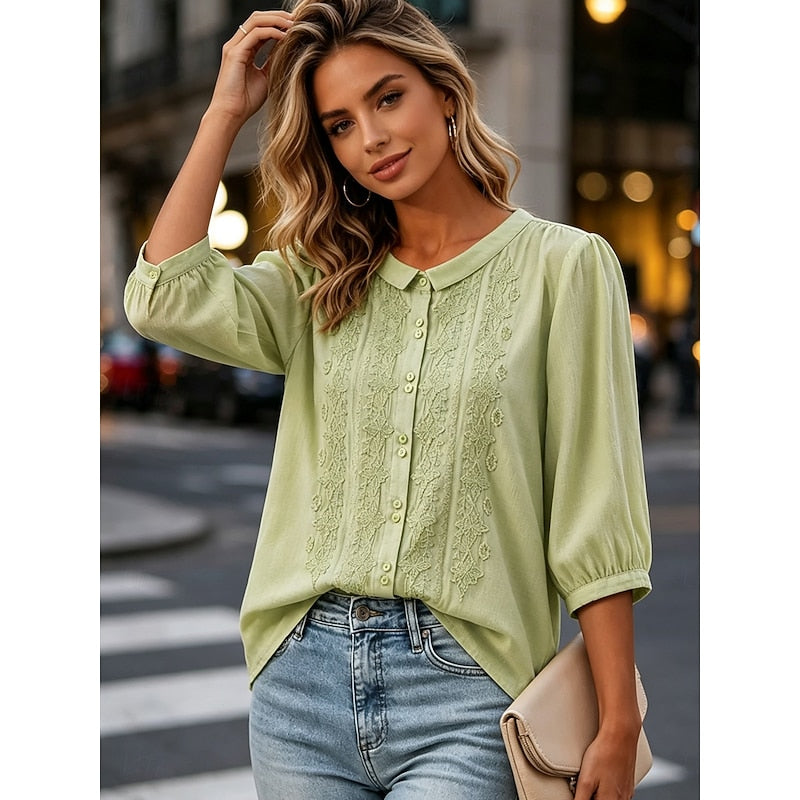 Cassandra | Embroidered Peter Pan Collar Blouse