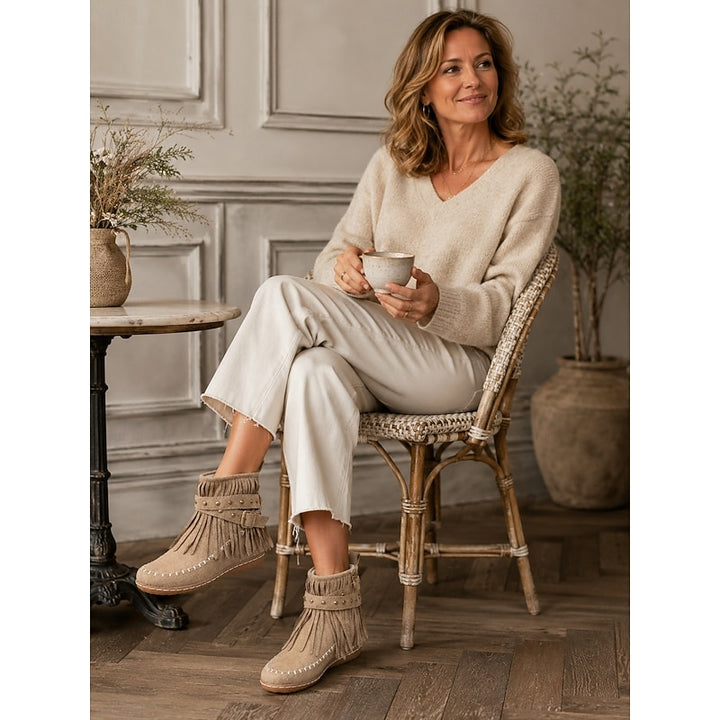 Frida | Fringed Western Ankle Boots