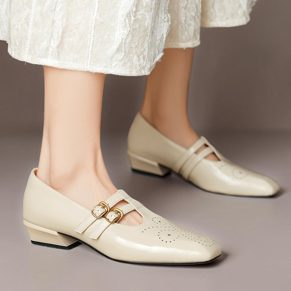 Estella | Brogued Dual-Strap Mary Jane Pumps