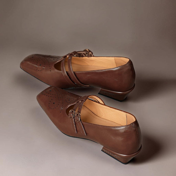 Estella | Brogued Dual-Strap Mary Jane Pumps