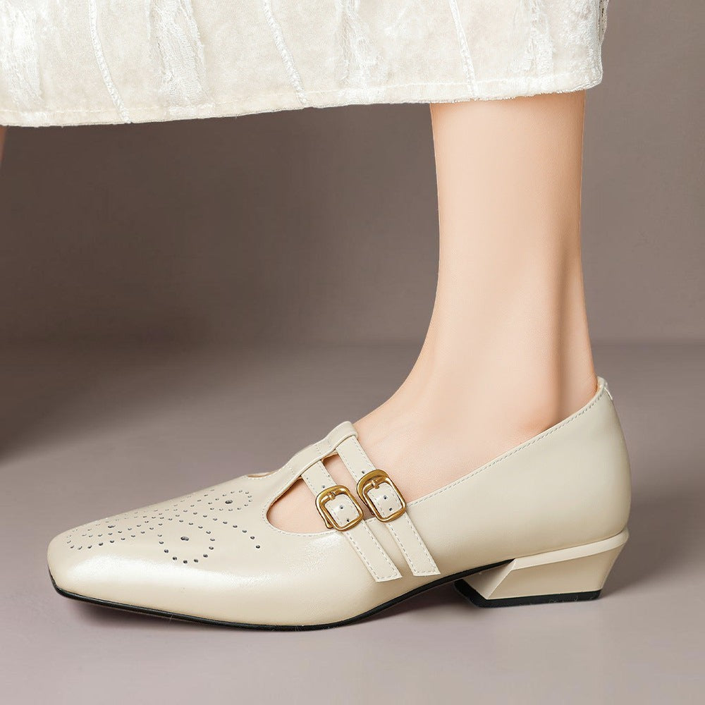 Estella | Brogued Dual-Strap Mary Jane Pumps