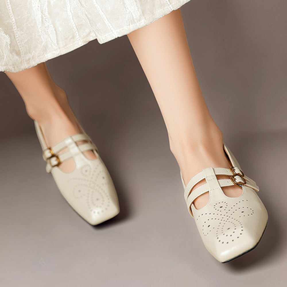 Estella | Brogued Dual-Strap Mary Jane Pumps