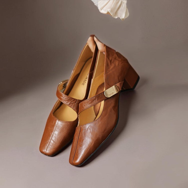 Sabella | Refined Square-Toe Mary Jane Pumps
