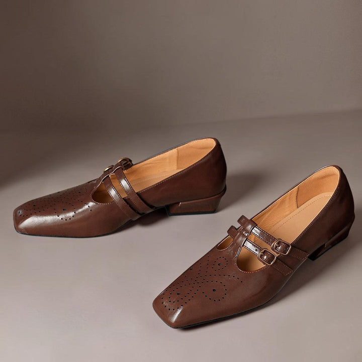 Estella | Brogued Dual-Strap Mary Jane Pumps