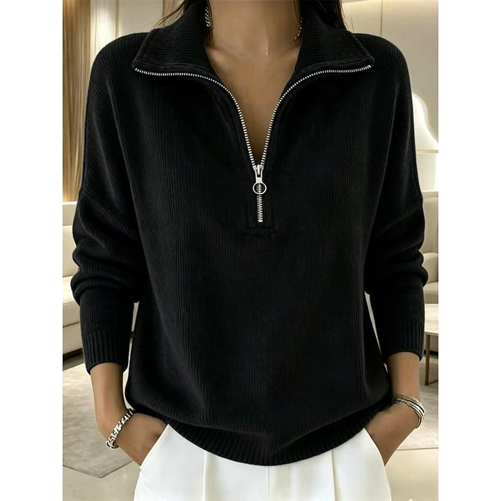 Elsie | Zip-Neck Stand Collar Pullover