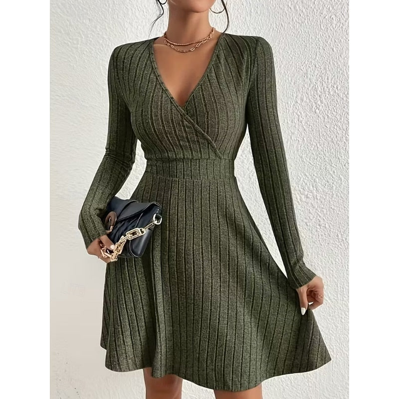 Hannah | Ribbed Wrap-Front Dress