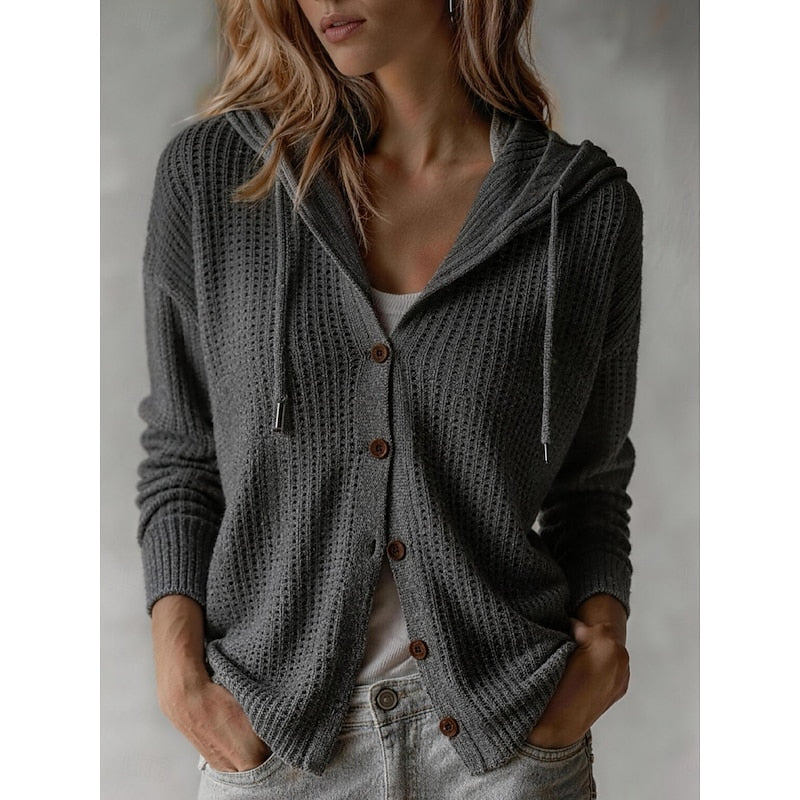 Marisol | Hooded Waffle-Knit Cardigan