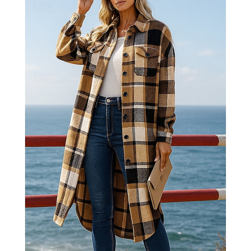 Mallory | Christmas Plaid Longline Coat