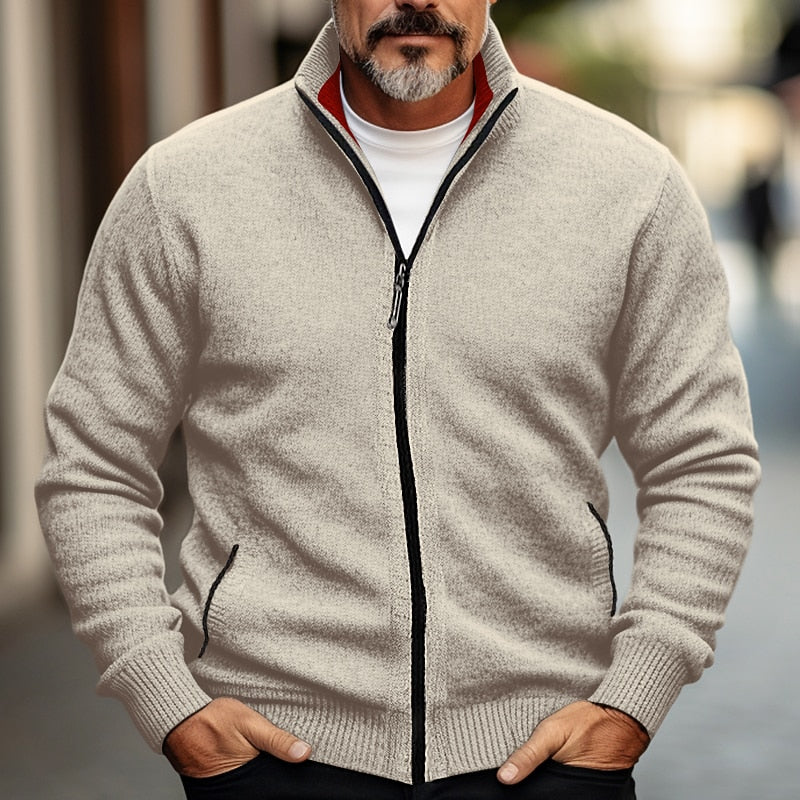 Gideon | Zip-Front Stand Collar Cardigan
