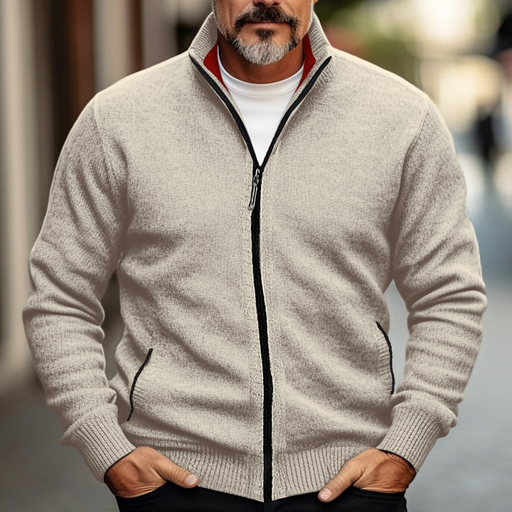 Gideon | Zip-Front Stand Collar Cardigan
