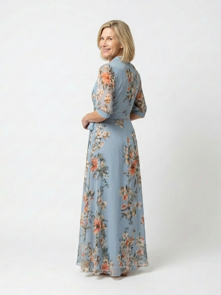 Cecily | Floral Wrap V-Neck Maxi Dress