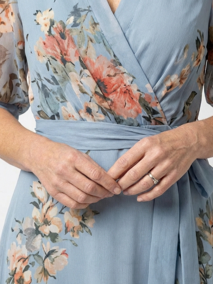 Cecily | Floral Wrap V-Neck Maxi Dress