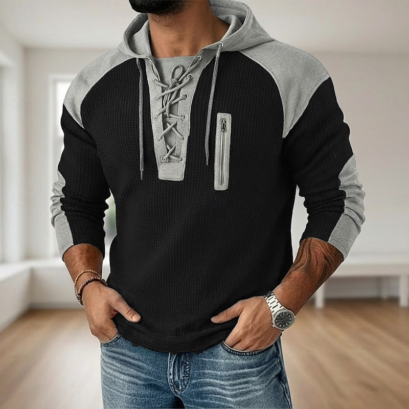 Grayson | Lace-Up Textured Hoodie
