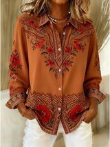 Amelia | Artful Floral Long-Sleeve Blouse