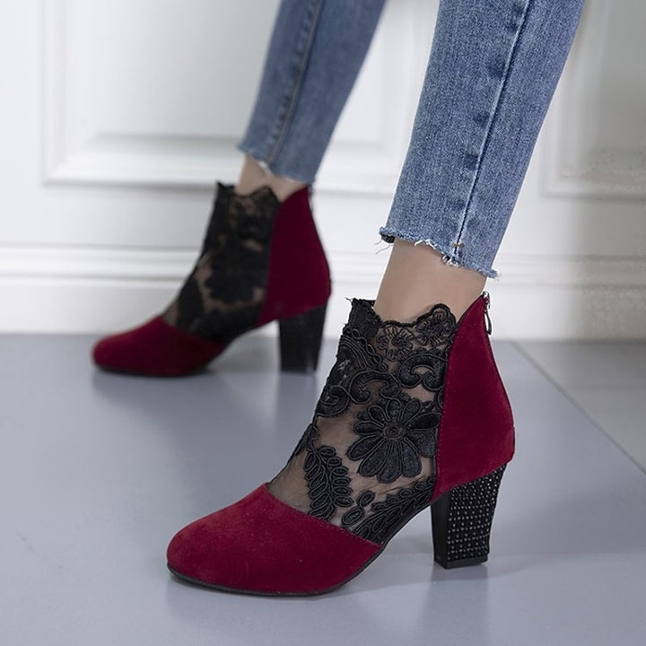 Ophelia | Floral Lace Ankle Boots