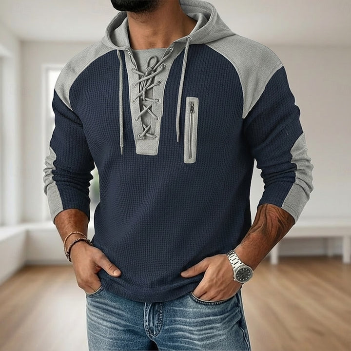 Grayson | Lace-Up Textured Hoodie