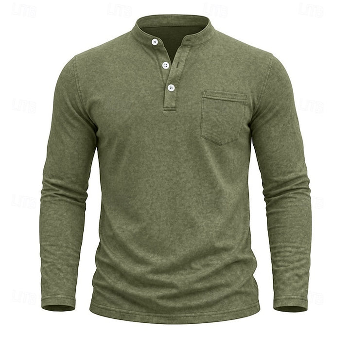 Elliot | Garment-Dyed Long Sleeve Henley Shirt