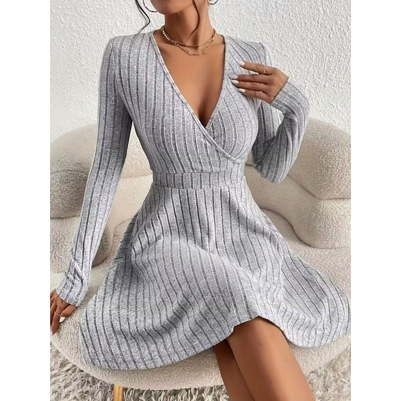 Hannah | Ribbed Wrap-Front Dress