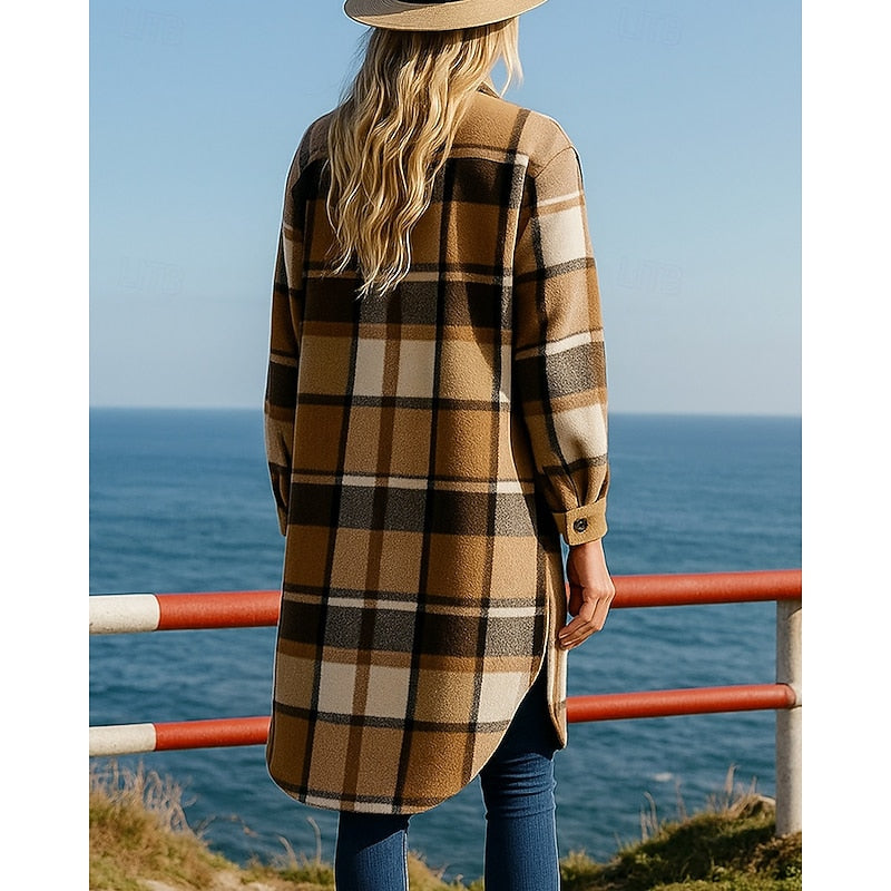 Mallory | Christmas Plaid Longline Coat