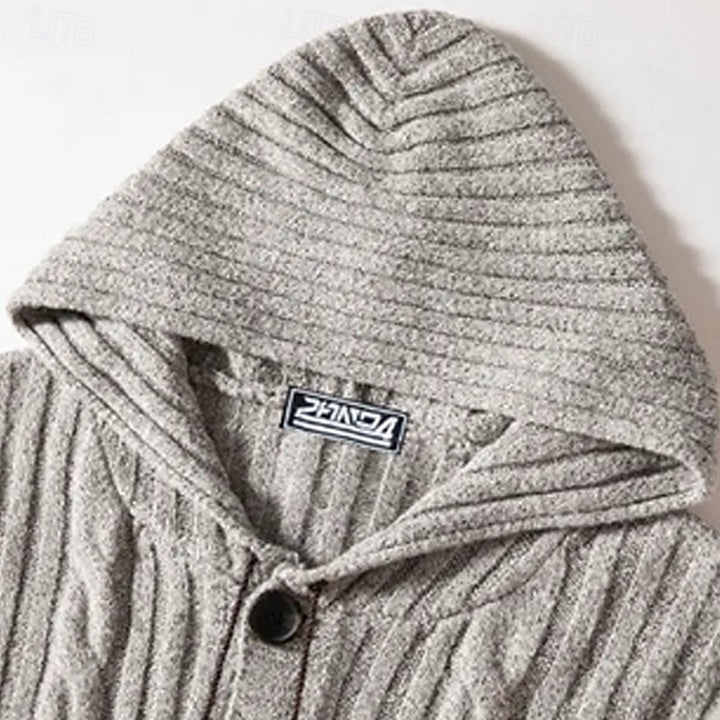 Callum | Hooded Cable-Knit Cardigan